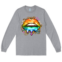 Heather Grey rainbow lips Long Sleeve Tee - Zillion Design Studio