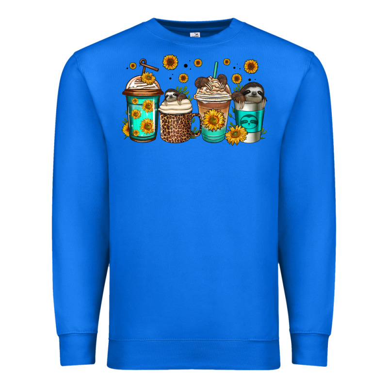 Sloth Coffee Cups Premium Sweatshirt by Jasminsmagicworld | Teevron