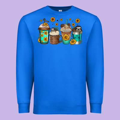 Sloth Coffee Cups Premium Sweatshirt Designed By Jasminsmagicworld
