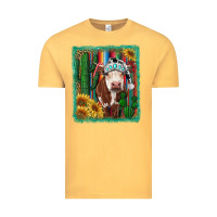 Vintage Mustard Western Christmas Cow Vintage Tee - RanaPortraitStore