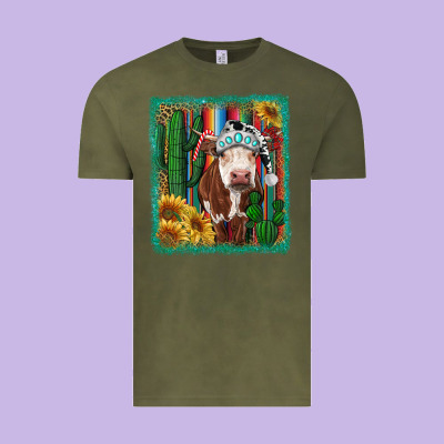 Vintage Tee Western Christmas Cow