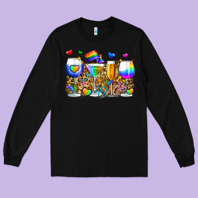 Pride Wine Cups Long Sleeve Tee Designed By Zillion Design Studio