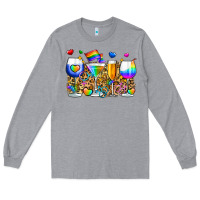 Heather Grey pride wine cups Long Sleeve Tee - Zillion Design Studio