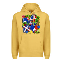 Antique Gold puerto rico with dominican republic hearts Premium Hoodie - NancyCooperArtShop