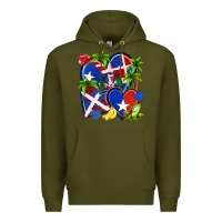 Army Green puerto rico with dominican republic hearts Premium Hoodie - NancyCooperArtShop