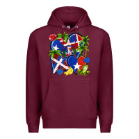 Burgundy puerto rico with dominican republic hearts Premium Hoodie - NancyCooperArtShop