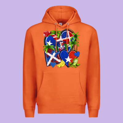 Puerto Rico With Dominican Republic Hearts Premium Hoodie Designed By Nancycooperartshop