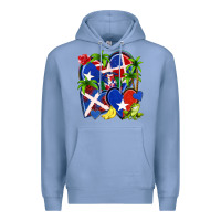 Colony Blue puerto rico with dominican republic hearts Premium Hoodie - NancyCooperArtShop