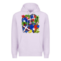 Lilac puerto rico with dominican republic hearts Premium Hoodie - NancyCooperArtShop