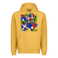Mustard puerto rico with dominican republic hearts Premium Hoodie - NancyCooperArtShop