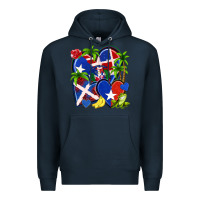 Navy puerto rico with dominican republic hearts Premium Hoodie - NancyCooperArtShop