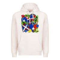 Pale Pink puerto rico with dominican republic hearts Premium Hoodie - NancyCooperArtShop