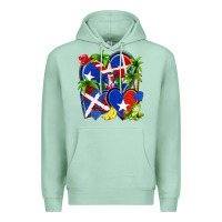 Seafoam puerto rico with dominican republic hearts Premium Hoodie - NancyCooperArtShop