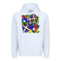 White puerto rico with dominican republic hearts Premium Hoodie - NancyCooperArtShop