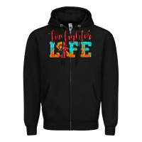 Black firefighter life Zipper Hoodie - HRA Design Shop