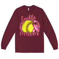 Burgundy Tackle Cancer Softball Long Sleeve Tee - texasbilliewilder