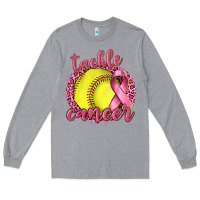 Heather Grey Tackle Cancer Softball Long Sleeve Tee - texasbilliewilder
