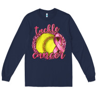 Navy Tackle Cancer Softball Long Sleeve Tee - texasbilliewilder