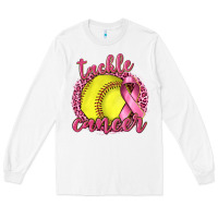 White Tackle Cancer Softball Long Sleeve Tee - texasbilliewilder