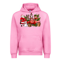 Fuchsia Pink Santa Snowman Reindeer Penguin Elf Christmas Truck Urban Hoodie - BundleAndBundleShop
