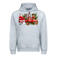 Heather Grey Santa Snowman Reindeer Penguin Elf Christmas Truck Urban Hoodie - BundleAndBundleShop