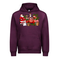 Mauve Wine Santa Snowman Reindeer Penguin Elf Christmas Truck Urban Hoodie - BundleAndBundleShop