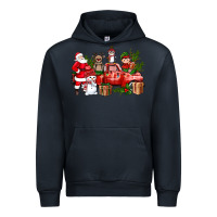 Navy Santa Snowman Reindeer Penguin Elf Christmas Truck Urban Hoodie - BundleAndBundleShop