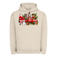 Pigment French Oak Santa Snowman Reindeer Penguin Elf Christmas Truck Urban Hoodie - BundleAndBundleShop