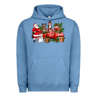 Pigment Pebble Blue Santa Snowman Reindeer Penguin Elf Christmas Truck Urban Hoodie - BundleAndBundleShop
