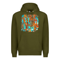 Army Green serape with leopard pattern Premium Hoodie - NancyCooperArtShop