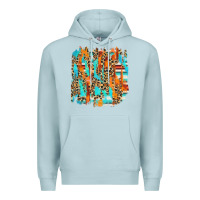 Blue Mist serape with leopard pattern Premium Hoodie - NancyCooperArtShop