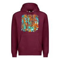 Burgundy serape with leopard pattern Premium Hoodie - NancyCooperArtShop