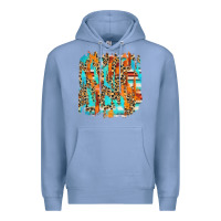 Colony Blue serape with leopard pattern Premium Hoodie - NancyCooperArtShop
