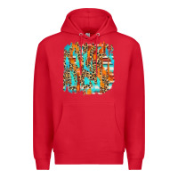 Red serape with leopard pattern Premium Hoodie - NancyCooperArtShop