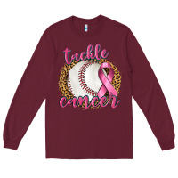 Burgundy Tackle Cancer Baseball Long Sleeve Tee - texasbilliewilder