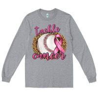 Heather Grey Tackle Cancer Baseball Long Sleeve Tee - texasbilliewilder