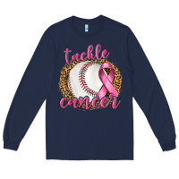 Navy Tackle Cancer Baseball Long Sleeve Tee - texasbilliewilder