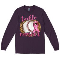 Plum Tackle Cancer Baseball Long Sleeve Tee - texasbilliewilder