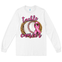 White Tackle Cancer Baseball Long Sleeve Tee - texasbilliewilder