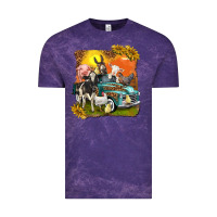 Cloud Purple farm truck with farm animals Vintage Tee - texasbilliewilder