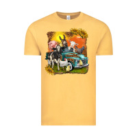 Vintage Mustard farm truck with farm animals Vintage Tee - texasbilliewilder