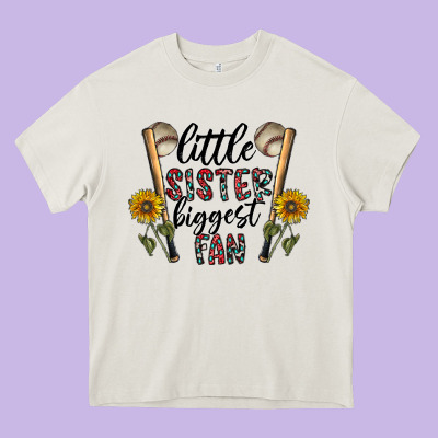 Little Sister Biggest Fan Heavy Core Tee Designed By Cowhidedigitalart