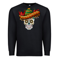 Black cinco de mayo sombrero skull Premium Sweatshirt - BarkalooDesign