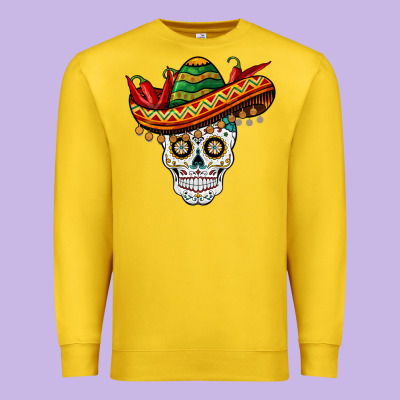 Cinco De Mayo Sombrero Skull Premium Sweatshirt Designed By Barkaloodesign