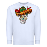 White cinco de mayo sombrero skull Premium Sweatshirt - BarkalooDesign