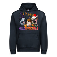 Navy Happy Hallothanksmas Cows Urban Hoodie - BundleAndBundleShop