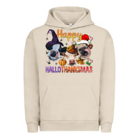 Pigment French Oak Happy Hallothanksmas Cows Urban Hoodie - BundleAndBundleShop