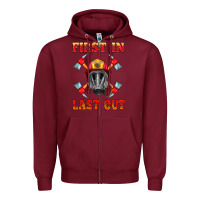 Burgundy firefighter face mask with axes Zipper Hoodie - HRA Design Shop