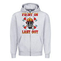 Heather Grey firefighter face mask with axes Zipper Hoodie - HRA Design Shop