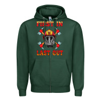 Sports Green firefighter face mask with axes Zipper Hoodie - HRA Design Shop